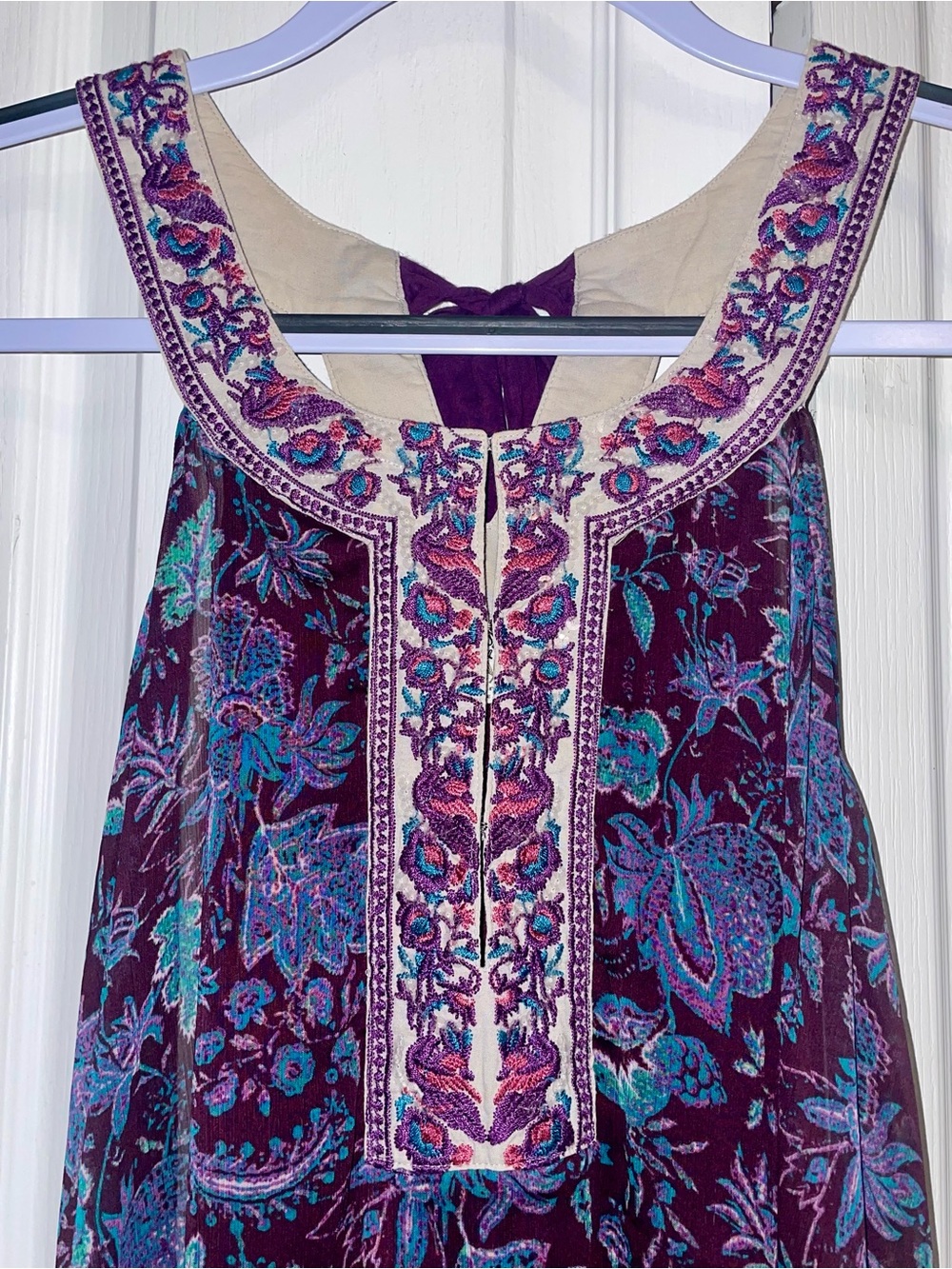 Free People Purple Floral Embroidered Boho Camisole